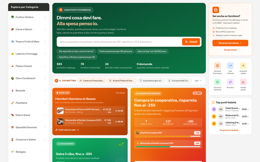 La schermata iniziale di FoodBridge