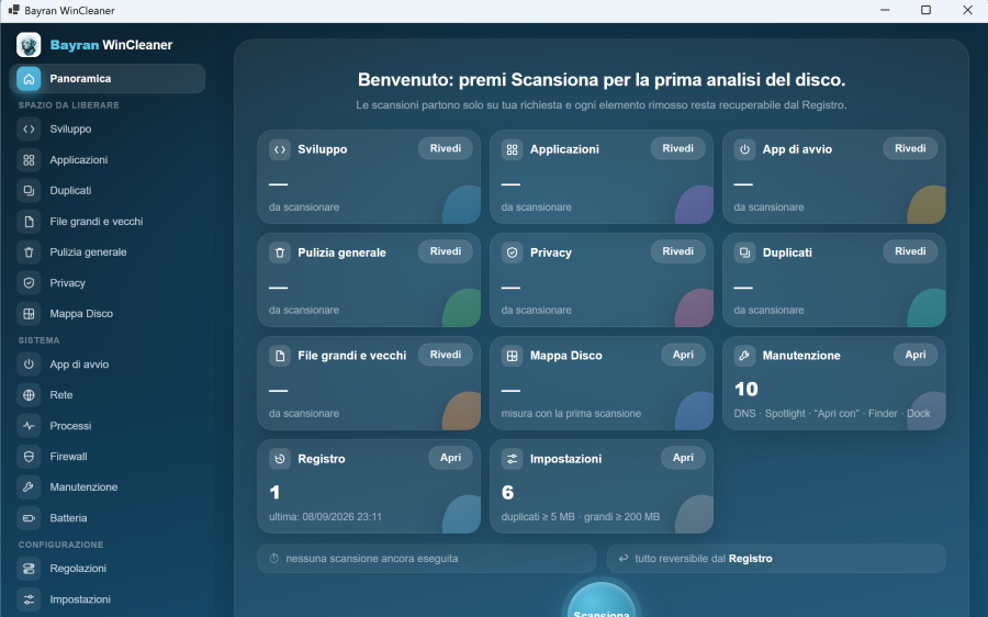 La finestra di Bayran WinCleaner