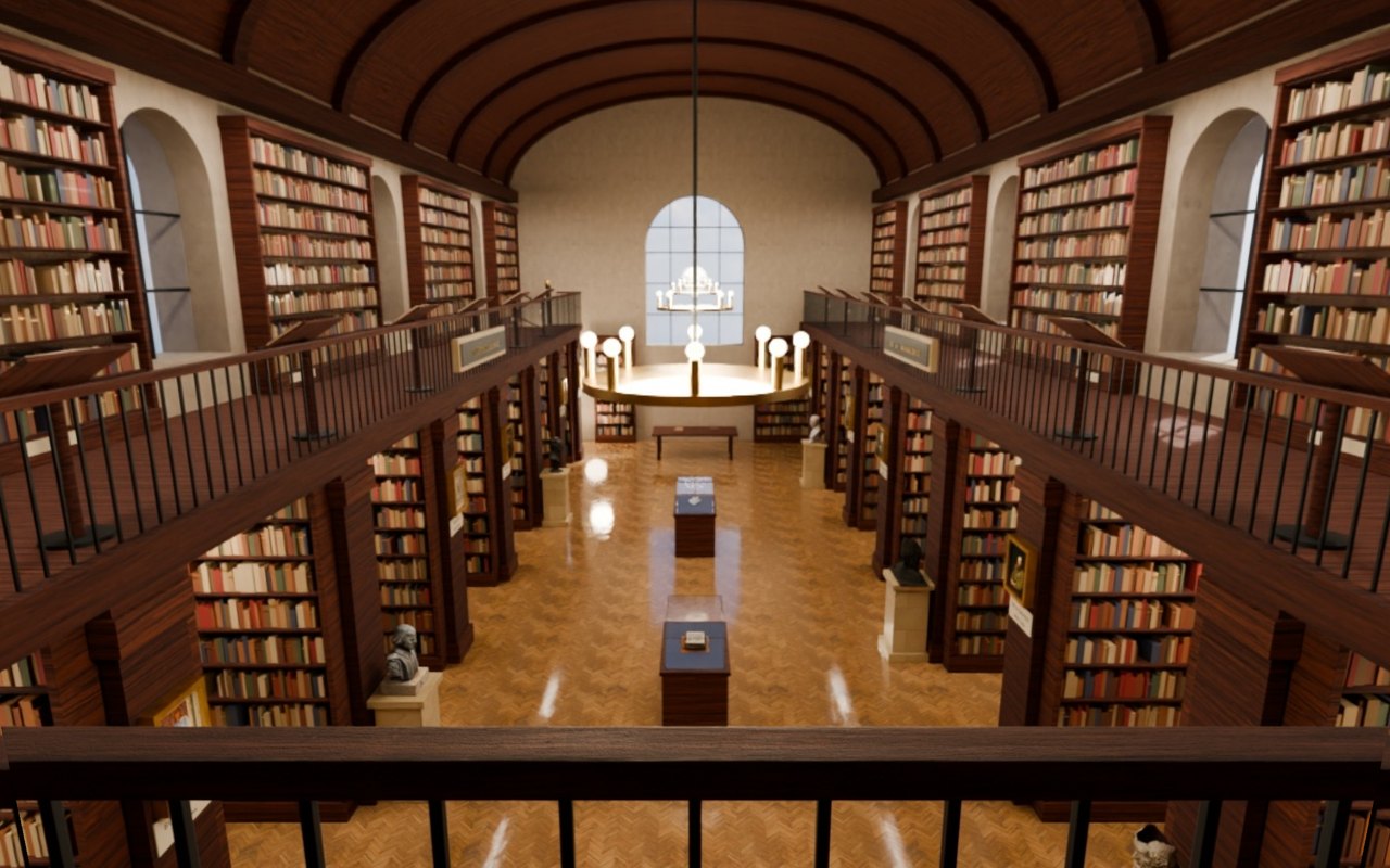 La Biblioteca vista dal ponte del piano di sopra