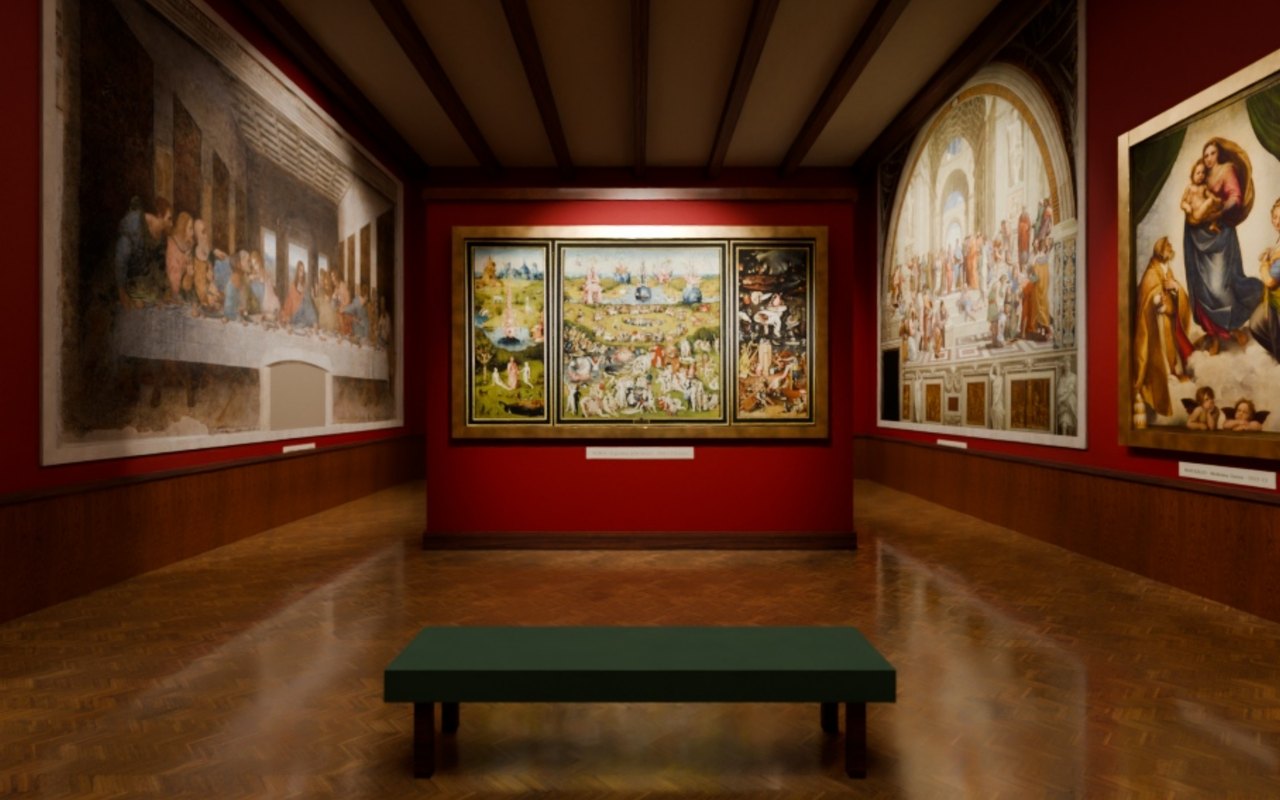 La Galleria d'arte, con l'Ultima cena e il Giardino delle delizie